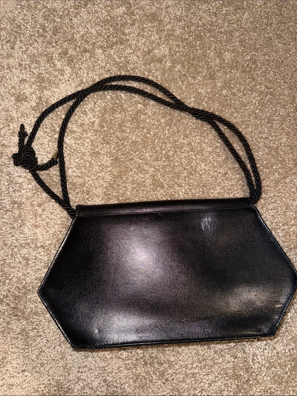 Kenneth Jay Lane Black Evening Clutch with Crystal Crest